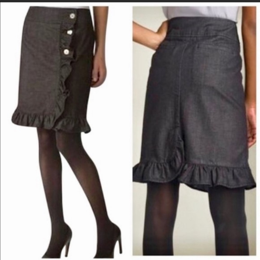 EUC Anthropologie Leifsdottir ruffle denim skirt - Picture 1 of 4